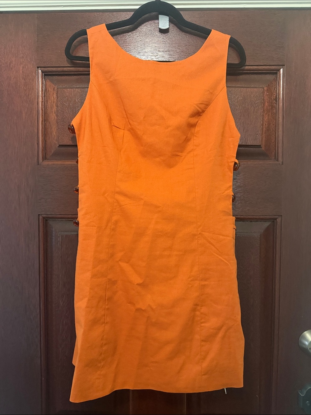 Commense Orange Sleeveless Mini Dress with Side Bead Details - Picture 4 of 6